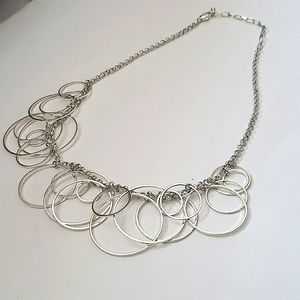Chunky hoop silver necklace